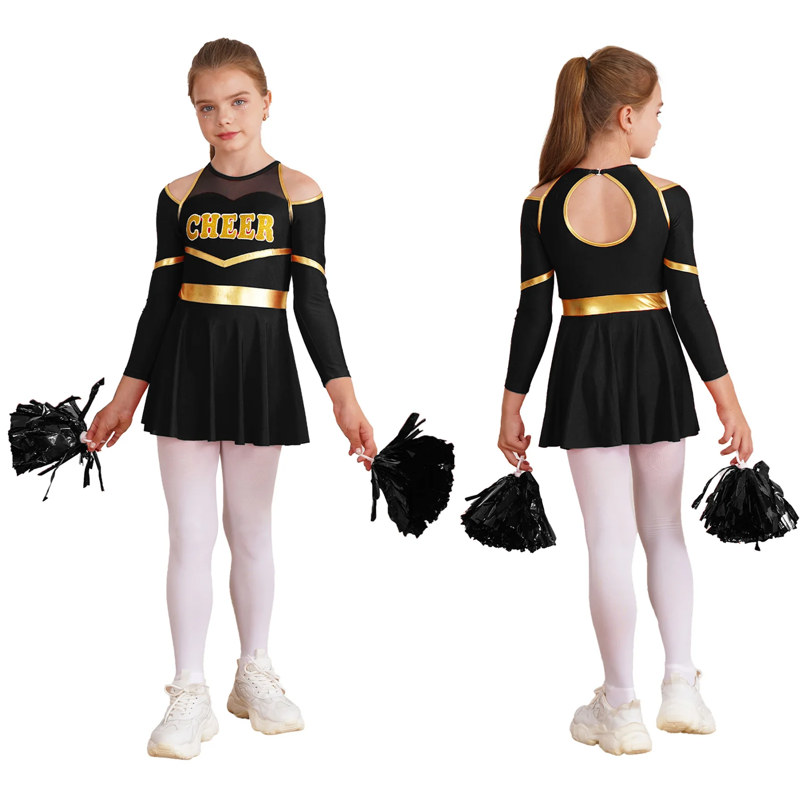 Girls Cheerleading Dress Up Outfits Letter Print Long Sleeve Leotard Tutu Dress 1 Pair Tassel Hand Flower for Cheering Dancewear
Girls Cheerleading Dress Up Outfits Letter Print Long Sleeve Leotard Tutu Dress 1 Pair Tassel Hand Flower for Cheering Dancewear