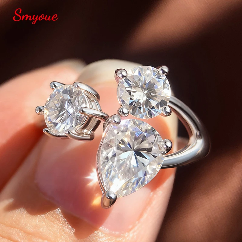 Smyoue Pear/round Cut Adjustable Moissanite Rings for Women Ideal Cut Female S925 Sterling Silver Plated 18K Lab Diamond Band
Smyoue Pear/round Cut Adjustable Moissanite Rings for Women Ideal Cut Female S925 Sterling Silver Plated 18K Lab Diamond Band