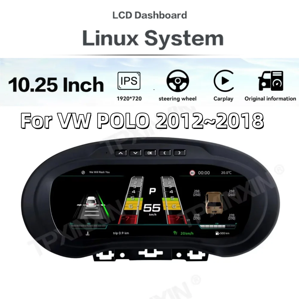 12,3-дюймовый цифровой ЖК-дисплей на базе Linux для Volkswagen VW POLO 2012~2018, приборная панель, инструментальная панель
12,3-дюймовый цифровой ЖК-дисплей на базе Linux для Volkswagen VW POLO 2012~2018, приборная панель, инструментальная панель