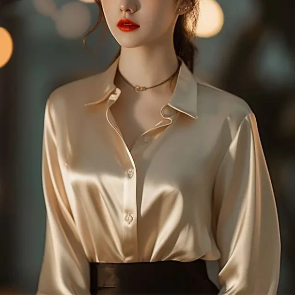 Summer Autumn Silk Satin Shirts Women Vintage Blouse Long Sleeve Button Down Shirt Office Lady Tee Top Ladies Casual Shirt
Summer Autumn Silk Satin Shirts Women Vintage Blouse Long Sleeve Button Down Shirt Office Lady Tee Top Ladies Casual Shirt