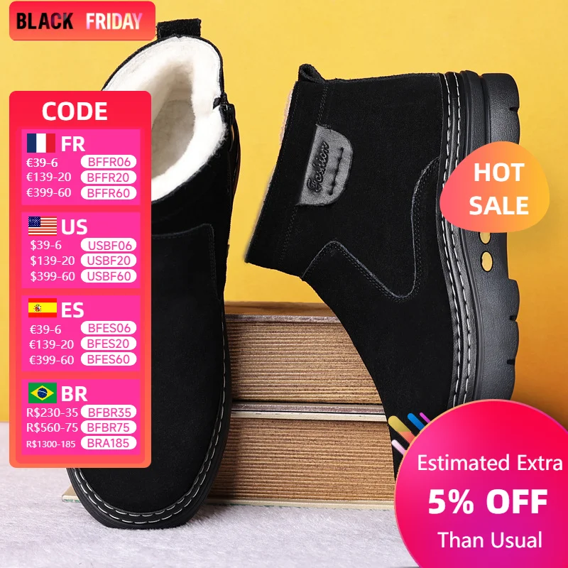 WinterWarm Men's Cotton Shoes With Fleece Lining Casual Genuine Leather High Top Boots Warm Comfortable Men's Footwear
WinterWarm Men's Cotton Shoes With Fleece Lining Casual Genuine Leather High Top Boots Warm Comfortable Men's Footwear