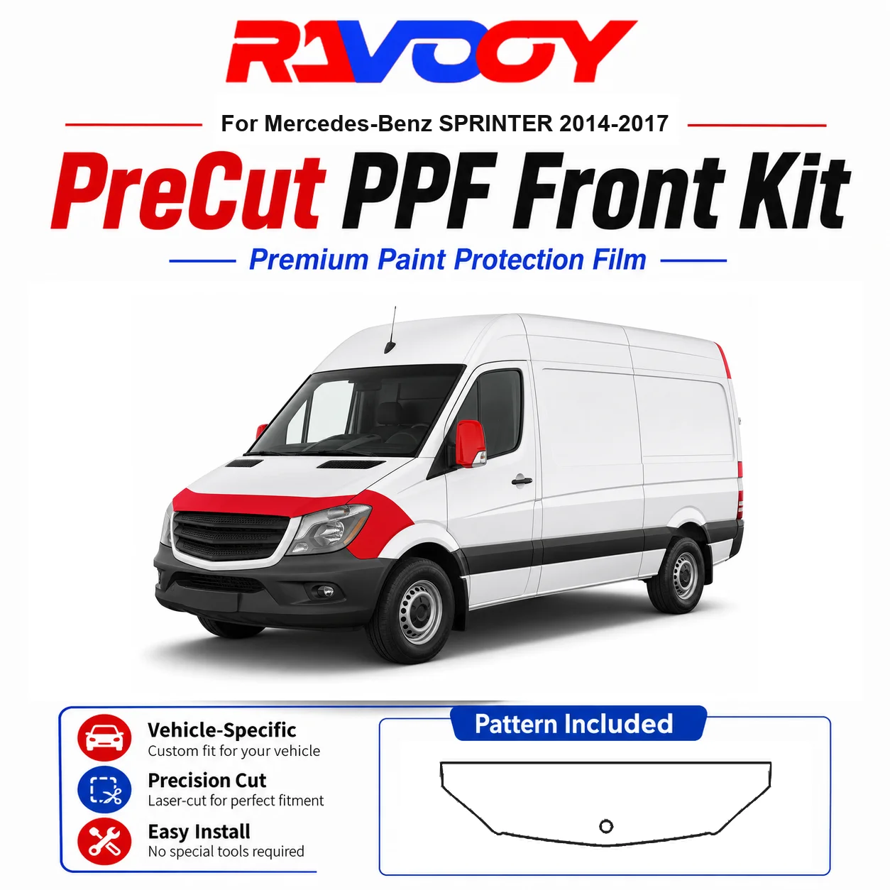 8.5mil TPU Precut PPF Kit For Mercedes-Benz SPRINTER 2014-2017 - Hood, Fenders & Mirror Set - Self-Healing Clear Bra Film
8.5mil TPU Precut PPF Kit For Mercedes-Benz SPRINTER 2014-2017 - Hood, Fenders & Mirror Set - Self-Healing Clear Bra Film