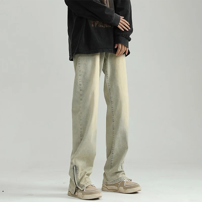 Men's Straight Leg Jeans Yellow Clay Dye Zipper Fly Casual Trousers Vintage Washed Loose Fit Long Pants Autumn Fashion
Men's Straight Leg Jeans Yellow Clay Dye Zipper Fly Casual Trousers Vintage Washed Loose Fit Long Pants Autumn Fashion