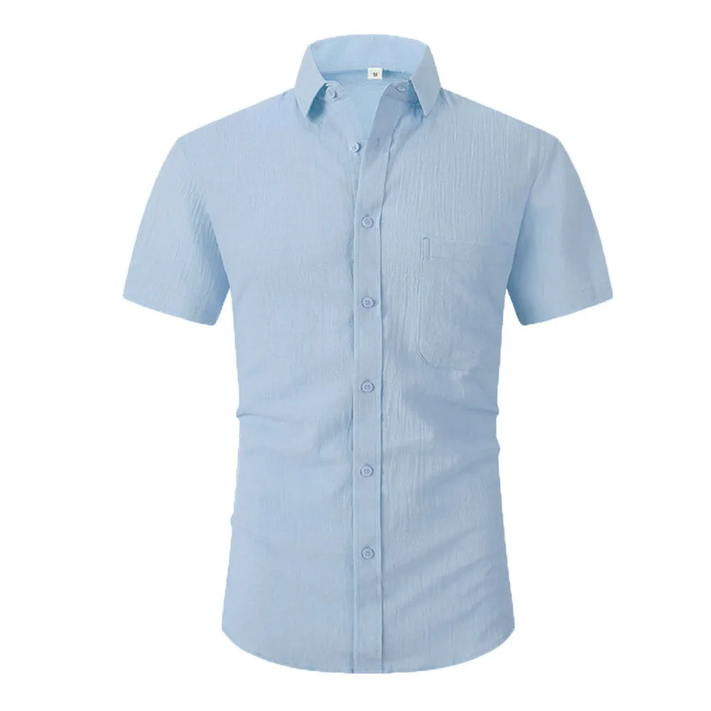 Men's Summer Cotton Line Short-Sleeved Shirts Lightweight Solid Color Casual Turn-down Collar Beach Style Hot Sale Versatile Top
Men's Summer Cotton Line Short-Sleeved Shirts Lightweight Solid Color Casual Turn-down Collar Beach Style Hot Sale Versatile Top