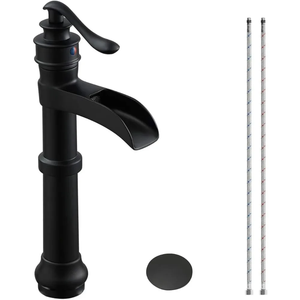 Antique Black Matte Waterfall Faucet for Farmhouse Style Vessel Sink with Single Hole and Pop-Up Drain
Antique Black Matte Waterfall Faucet for Farmhouse Style Vessel Sink with Single Hole and Pop-Up Drain