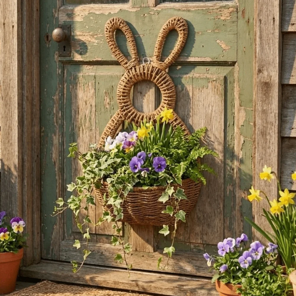 Hand Woven Easter Bunny Basket Handmade Natural Willow Bunny Flower Basket Gift Holder Cute Rabbit Plant Hanging Basket
Hand Woven Easter Bunny Basket Handmade Natural Willow Bunny Flower Basket Gift Holder Cute Rabbit Plant Hanging Basket