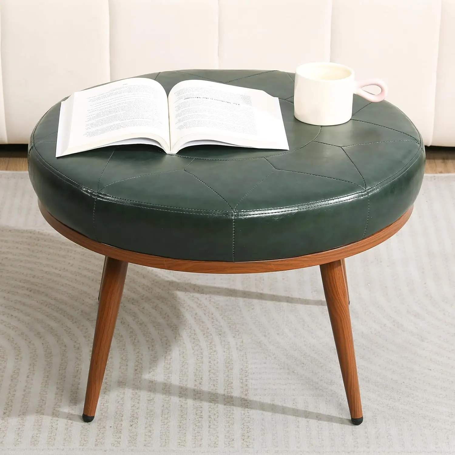 Round Ottoman Coffee Table 24in Faux Leather Cushioned Storage Footstool Solid Wood Shelf Frame Living Room Bedroom Customized
Round Ottoman Coffee Table 24in Faux Leather Cushioned Storage Footstool Solid Wood Shelf Frame Living Room Bedroom Customized
