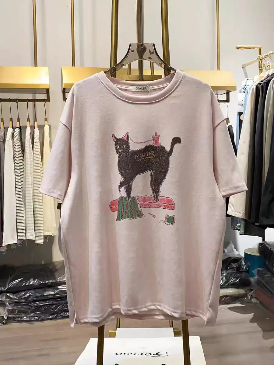plus Size Women's Summer T-Shirt Short Sleeve Loose Fit Fun Cartoon Print Slimming Effect Casual Cotton Top Korean Style
plus Size Women's Summer T-Shirt Short Sleeve Loose Fit Fun Cartoon Print Slimming Effect Casual Cotton Top Korean Style