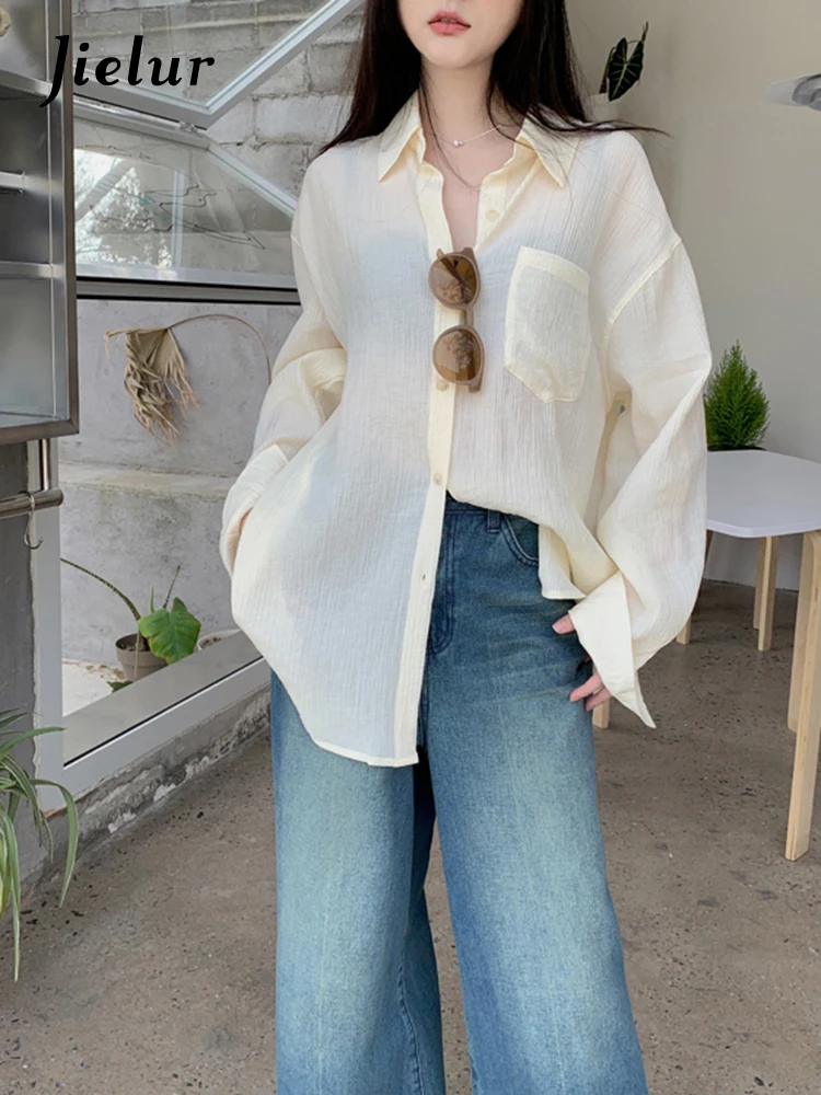 Jielur Leisure Green Simple Shirts Women Chic Button Lapel Tops Lady Loose Long Sleeve Shirts Female Autumn Blusas Mujer Blouse
Jielur Leisure Green Simple Shirts Women Chic Button Lapel Tops Lady Loose Long Sleeve Shirts Female Autumn Blusas Mujer Blouse