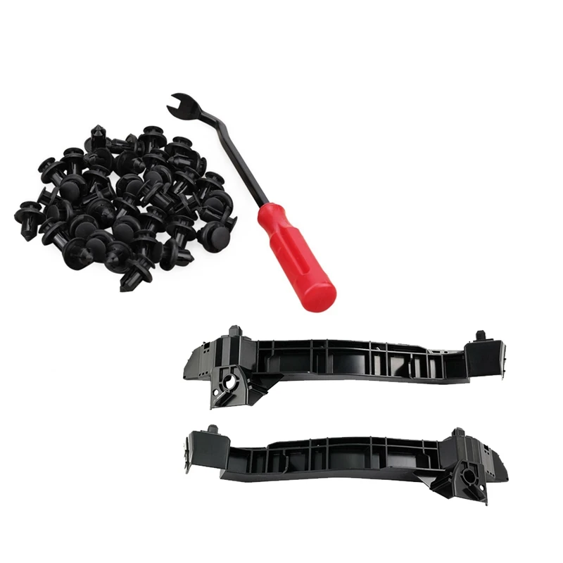 40Pcs 10Mm Push-Type Plastic Bumper Fender Flare Fastener Rivet & 1 Set Car Left And Right Front Bumper Bracket Kit
40Pcs 10Mm Push-Type Plastic Bumper Fender Flare Fastener Rivet & 1 Set Car Left And Right Front Bumper Bracket Kit