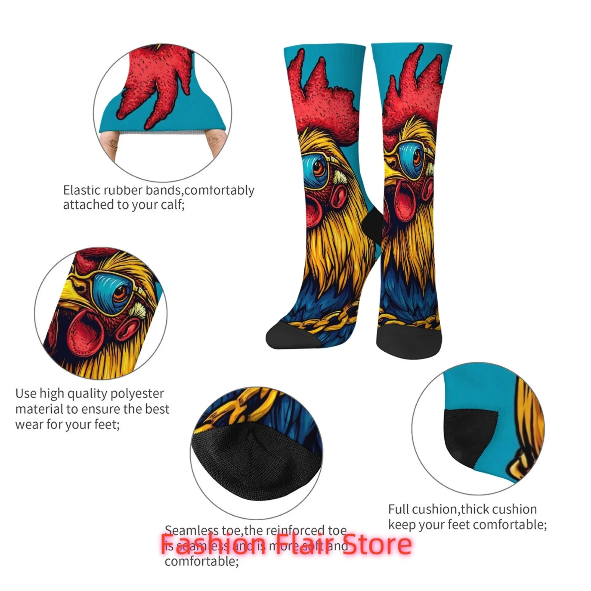 Новинка, трендовые мужские носки в стиле ретро с принтом петуха, Harajuku, повседневные забавные уличные забавные компрессионные носки в стиле хип-хоп, вечерние, праздничный подарок 
Новинка, трендовые мужские носки в стиле ретро с принтом петуха, Harajuku, повседневные забавные уличные забавные компрессионные носки в стиле хип-хоп, вечерние, праздничный подарок