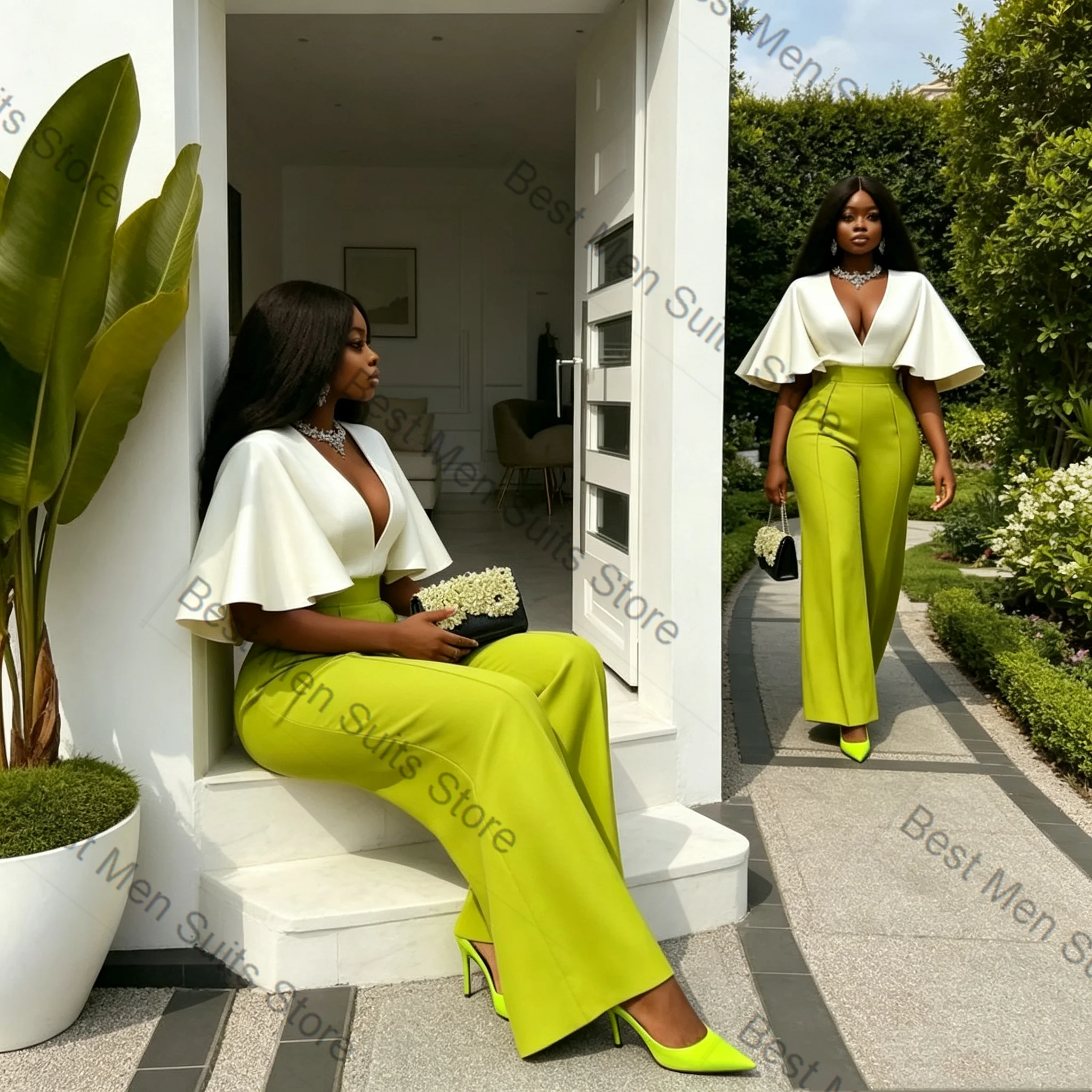 White Green Women Suit Set 2 Pcs Blazer+Pants Trousers Short Sleeves Formal Office Lady Jacket Customized Wedding Guest Coat
White Green Women Suit Set 2 Pcs Blazer+Pants Trousers Short Sleeves Formal Office Lady Jacket Customized Wedding Guest Coat