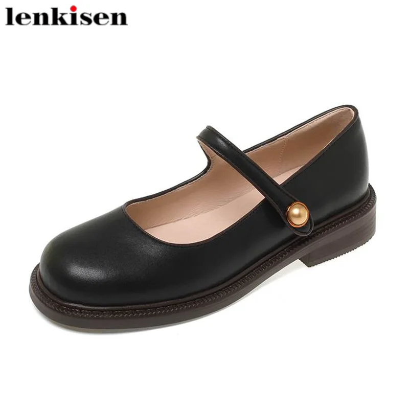 Удобные туфли Lenkisen из коровьей спилковой кожи с круглым носком на среднем каблуке, туфли-лодочки Мэри Джейн в Стиле Лолита с неглубоким жемчугом и ремешком с пряжкой
Удобные туфли Lenkisen из коровьей спилковой кожи с круглым носком на среднем каблуке, туфли-лодочки Мэри Джейн в Стиле Лолита с неглубоким жемчугом и ремешком с пряжкой