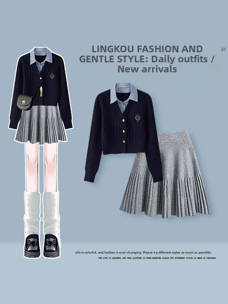 Large Size Autumn College Style Knitted Neck Set High Waist Short Skirt Two Piece Set Youthful Fashion for Women
Large Size Autumn College Style Knitted Neck Set High Waist Short Skirt Two Piece Set Youthful Fashion for Women