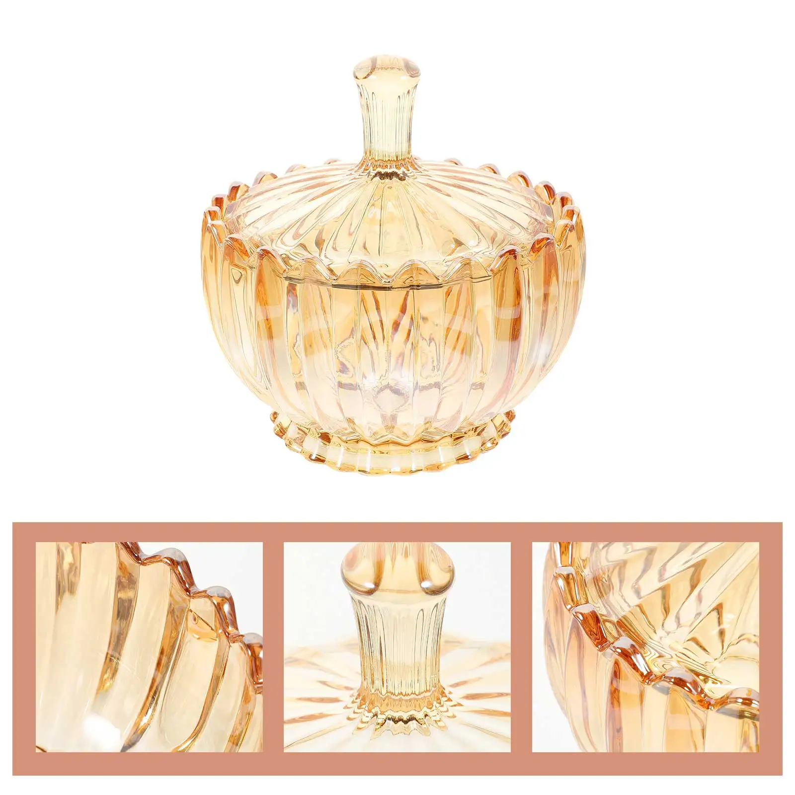 Янтарная стеклянная банка для конфет с тиснением, большой рот, прочный контейнер для хранения, держатель для ювелирных изделий, держатель для закусок для дома, стеклянная банка для ювелирных изделий 
Янтарная стеклянная банка для конфет с тиснением, большой рот, прочный контейнер для хранения, держатель для ювелирных изделий, держатель для закусок для дома, стеклянная банка для ювелирных изделий