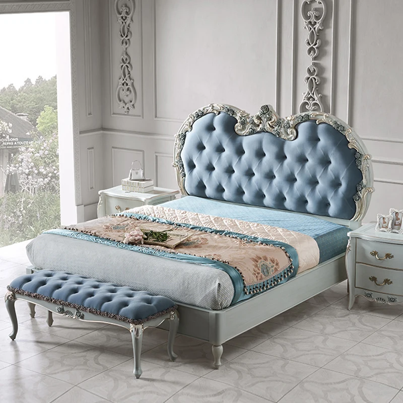 !@Luxury Blue Fabric Bed king Size Hand Carving Wooden Bed Classic Bed
!@Luxury Blue Fabric Bed king Size Hand Carving Wooden Bed Classic Bed