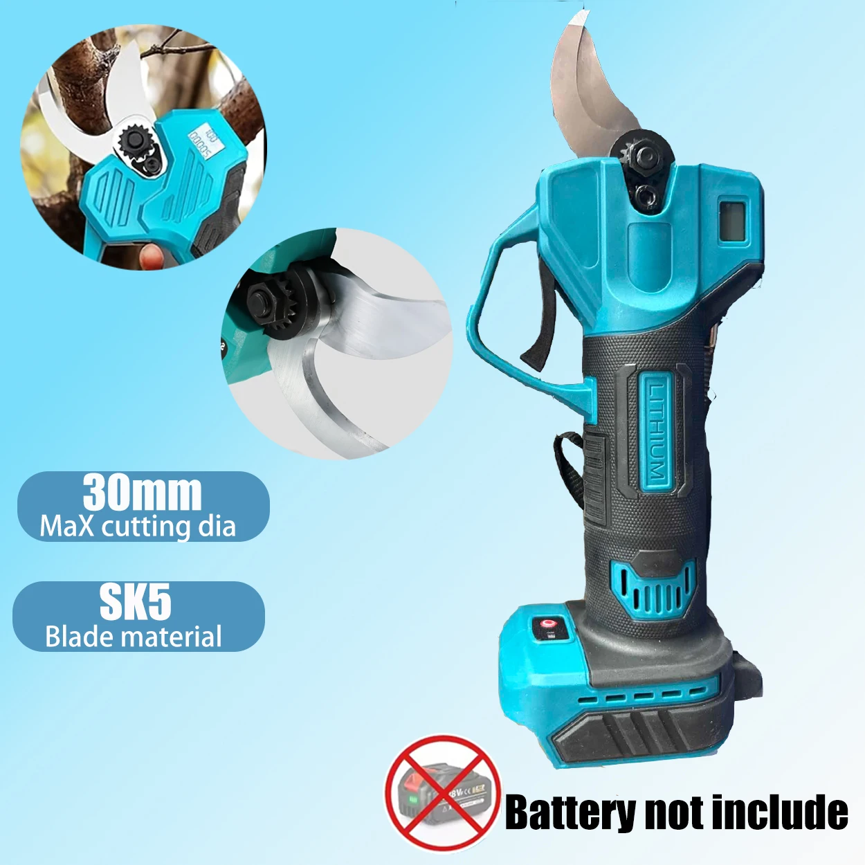 Cordless Electric Pruning Shears,30mm Brushless Tree Pruner, SK5, Compatible with Makita 18V Battery, (Battery Not Included)
Cordless Electric Pruning Shears,30mm Brushless Tree Pruner, SK5, Compatible with Makita 18V Battery, (Battery Not Included)