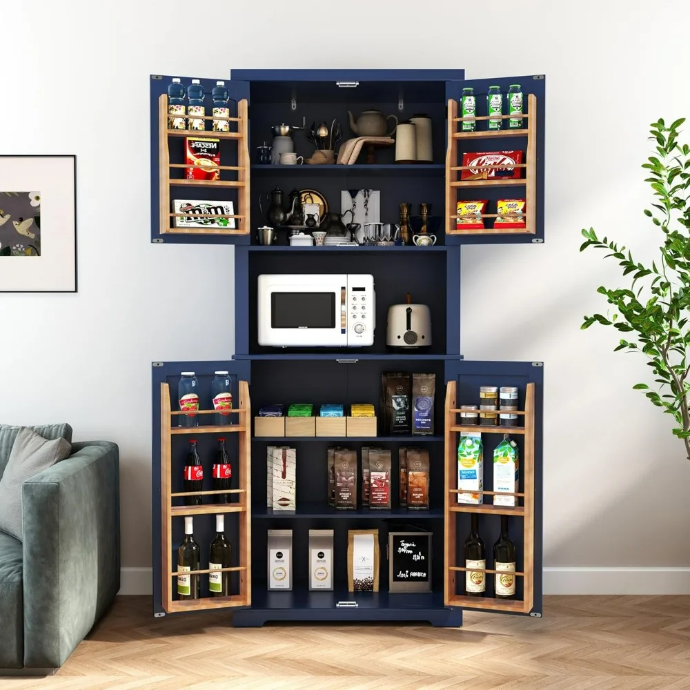 Kitchen Cabinet, Freestanding Larder Cupboard, Kitchen Hutch Cabinet with Microwave Stand, Utility Pantry with Doors and Shelves
Kitchen Cabinet, Freestanding Larder Cupboard, Kitchen Hutch Cabinet with Microwave Stand, Utility Pantry with Doors and Shelves