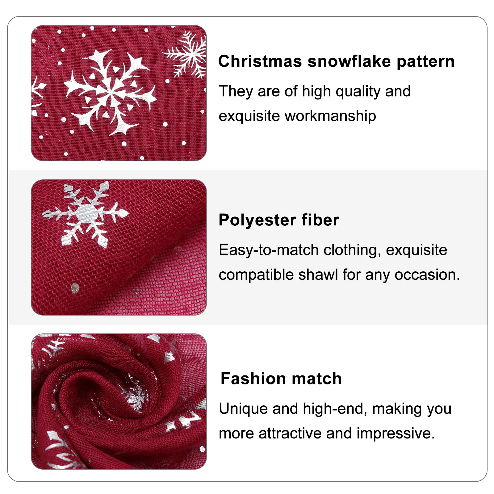 Red Snowflake Scarf for Women Xmas Shawl Holiday Accessory Durable Material Unique Design Elegant Gift Christmas Neckerchief
Red Snowflake Scarf for Women Xmas Shawl Holiday Accessory Durable Material Unique Design Elegant Gift Christmas Neckerchief