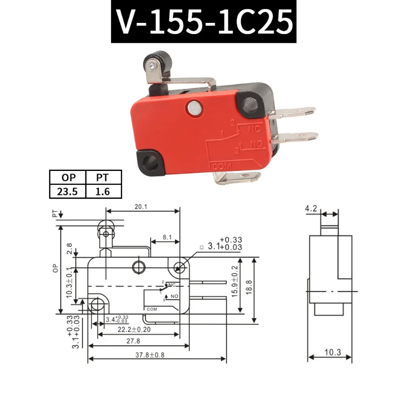 5pcs Travel Limit Switch Micro Switch Self-resetting V-152-1C25 3-pin Miniature Push Button Tactile Microswitch V-152 V-153 V-15
5pcs Travel Limit Switch Micro Switch Self-resetting V-152-1C25 3-pin Miniature Push Button Tactile Microswitch V-152 V-153 V-15