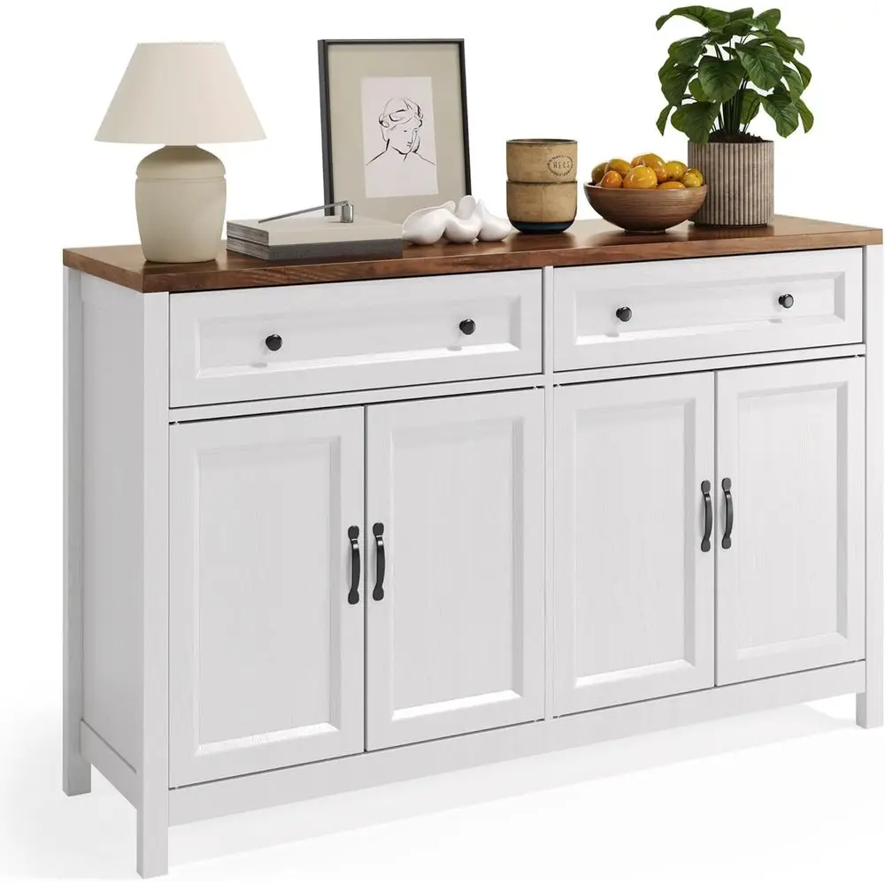 Rustic Brown & White Kitchen Sideboard with Storage, Coffee Bar, Doors & Drawers
Rustic Brown & White Kitchen Sideboard with Storage, Coffee Bar, Doors & Drawers
