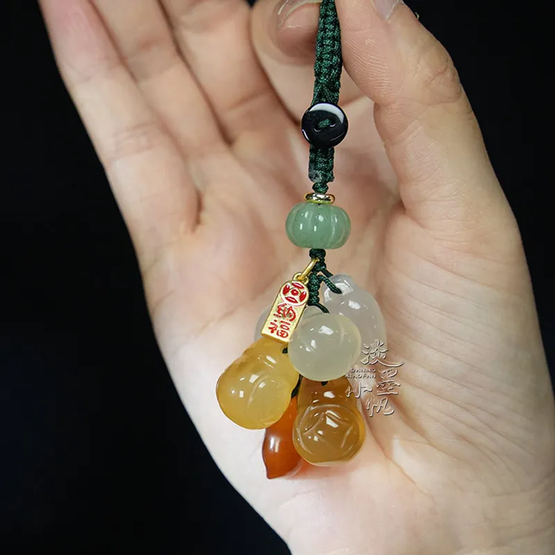Feng Shui Money Bag Keychain Original Multicolor Natural Jade Chalcedony Agate Vintage Car Key Ring Bag Charm For Women Men
Feng Shui Money Bag Keychain Original Multicolor Natural Jade Chalcedony Agate Vintage Car Key Ring Bag Charm For Women Men