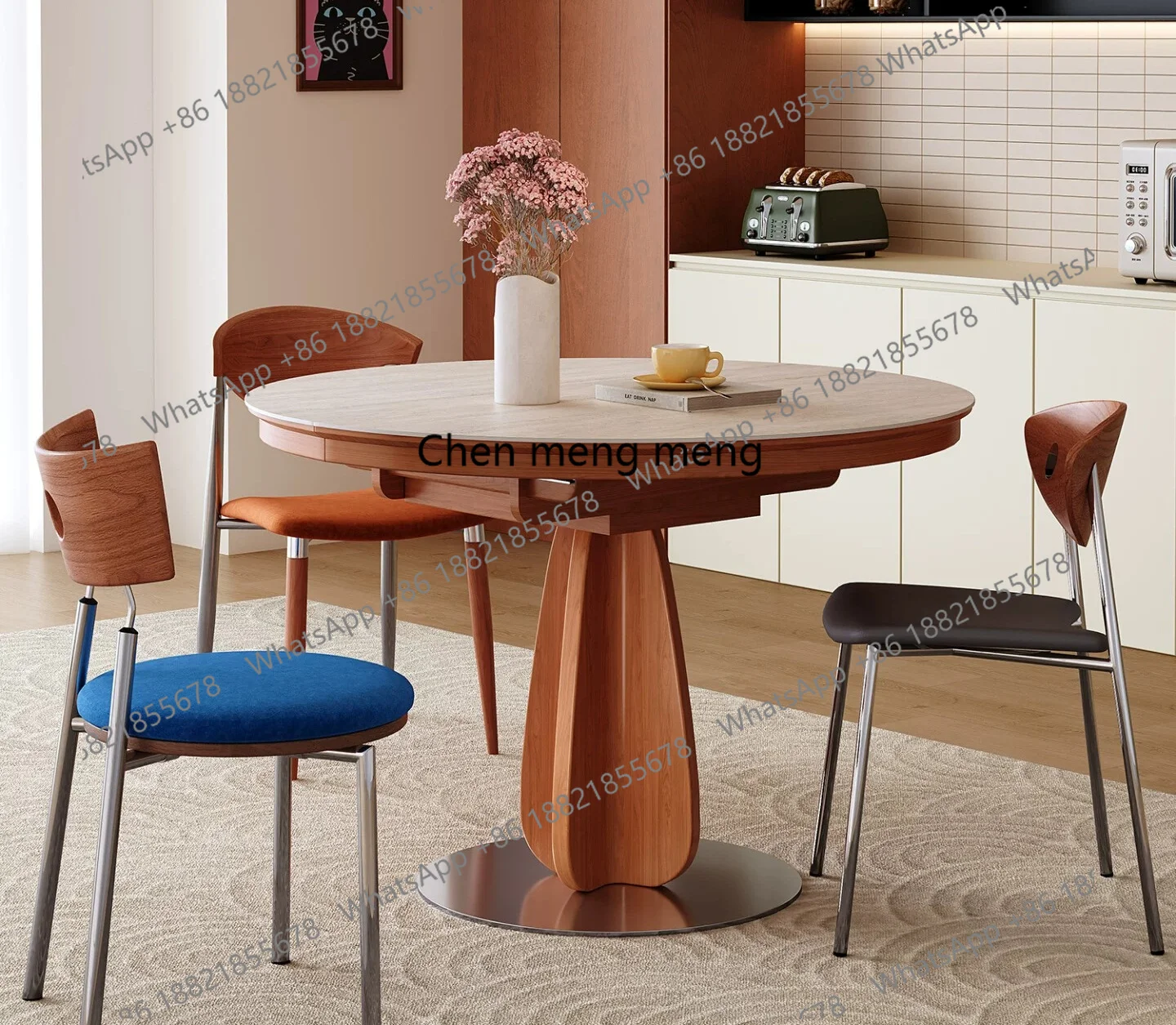 Round dining table retractable folding medieval household small apartment, new rock slab round table
Round dining table retractable folding medieval household small apartment, new rock slab round table