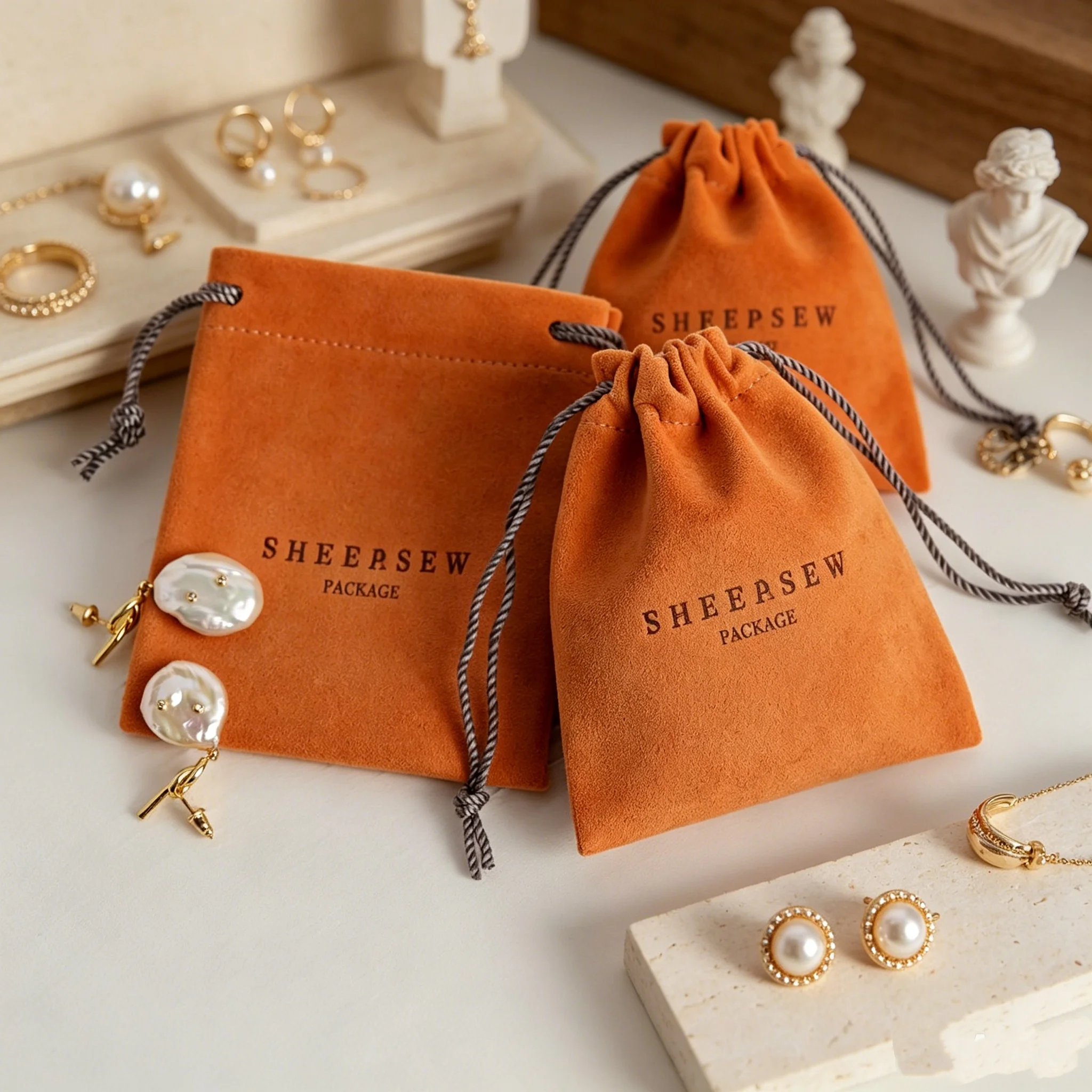 SHEEPSEW Suede Microfiber Jewelry Pouch Gift Bag Necklace Packaging with Custom Logo
SHEEPSEW Suede Microfiber Jewelry Pouch Gift Bag Necklace Packaging with Custom Logo