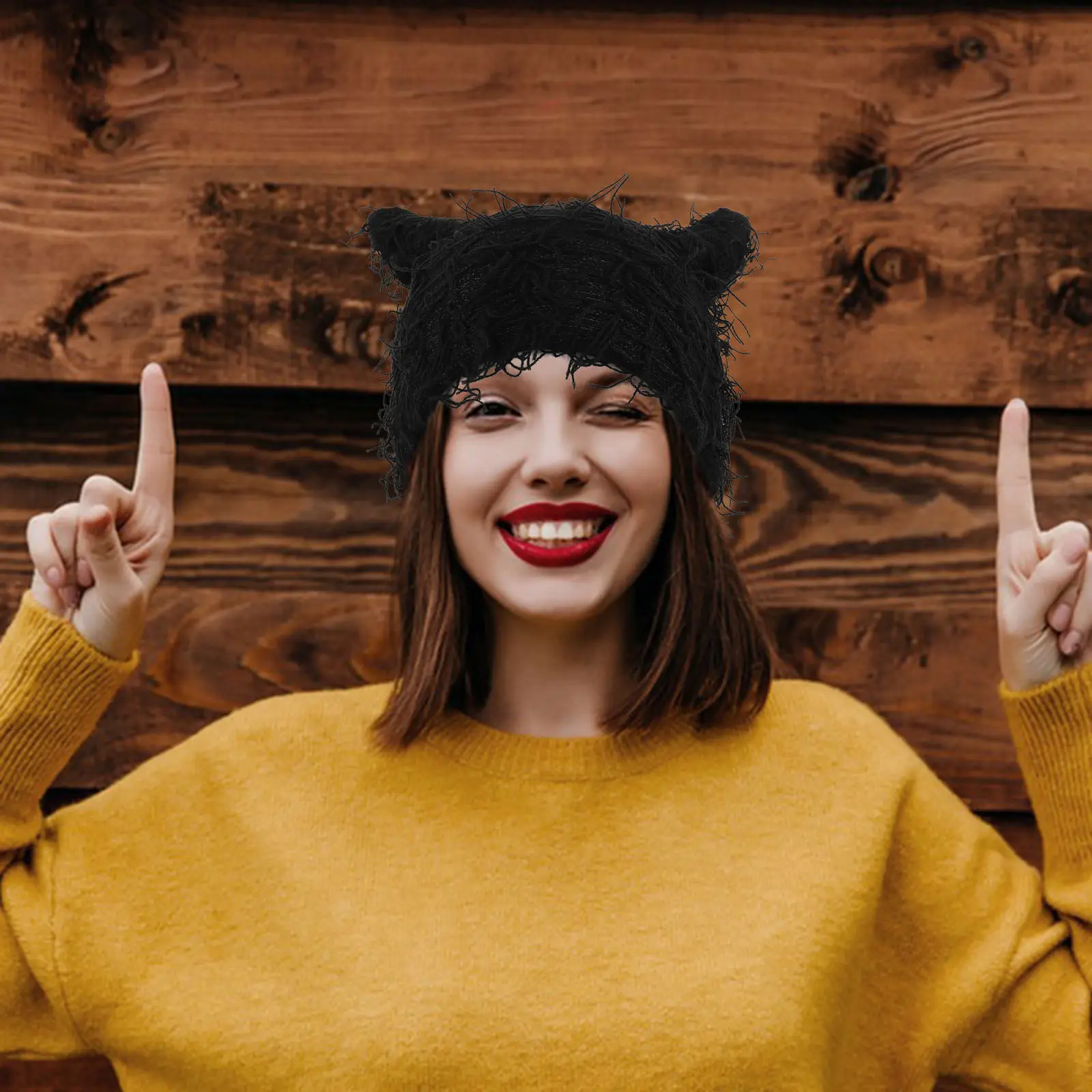 Knitted Cat Ear Beanie Thick Warm Winter Hat Black Cozy Outdoor Cap Cute Animal Ear Hat for Men Women Activities
Knitted Cat Ear Beanie Thick Warm Winter Hat Black Cozy Outdoor Cap Cute Animal Ear Hat for Men Women Activities