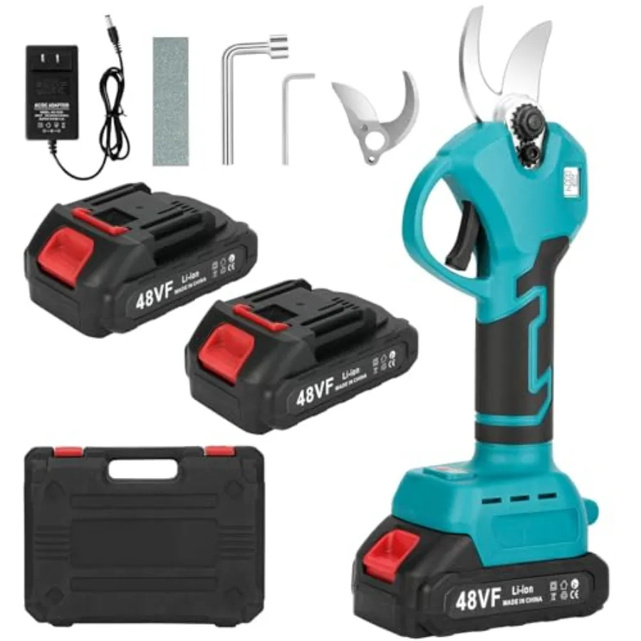 Electric Pruning Shears Cordless Electric Scissors with 2 PCS Rechargeable 48V 2.0 Ah Batteries and 2 Blades 1.6" Cutting Diame
Electric Pruning Shears Cordless Electric Scissors with 2 PCS Rechargeable 48V 2.0 Ah Batteries and 2 Blades 1.6" Cutting Diame