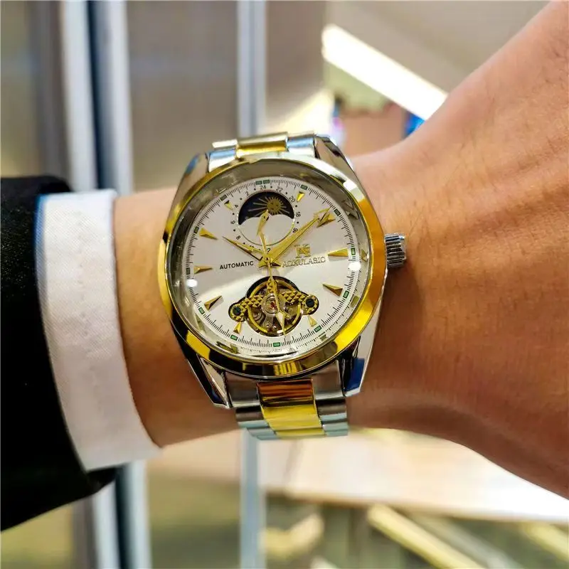 Top Luxury Business Men's Mechanical Watch, Automatic Winding, Round Dial, Skeleton Design, Stainless Steel Strap, New European and American Style Fashionable Business Casual Simple Versatile Men's Watch
Top Luxury Business Men's Mechanical Watch, Automatic Winding, Round Dial, Skeleton Design, Stainless Steel Strap, New European and American Style Fashionable Business Casual Simple Versatile Men's Watch