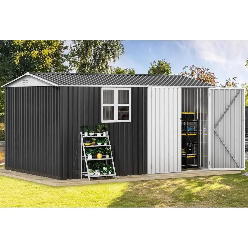 12' x 8' Outdoor Storage Shed - Waterproof Metal Garden Shed with Windows, Lockable Door, and Sloped Roof for Backyard, Lawn, To
12' x 8' Outdoor Storage Shed - Waterproof Metal Garden Shed with Windows, Lockable Door, and Sloped Roof for Backyard, Lawn, To