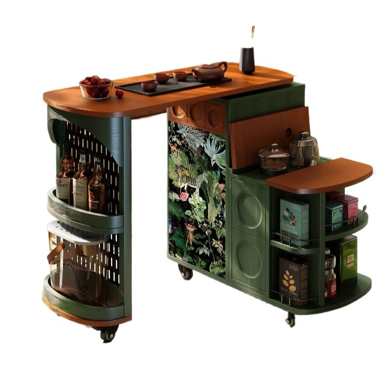 Medieval style movable tea table French retro style rotating tea Solid wood mobile tea table Side cabinet Universal wheel
Medieval style movable tea table French retro style rotating tea Solid wood mobile tea table Side cabinet Universal wheel