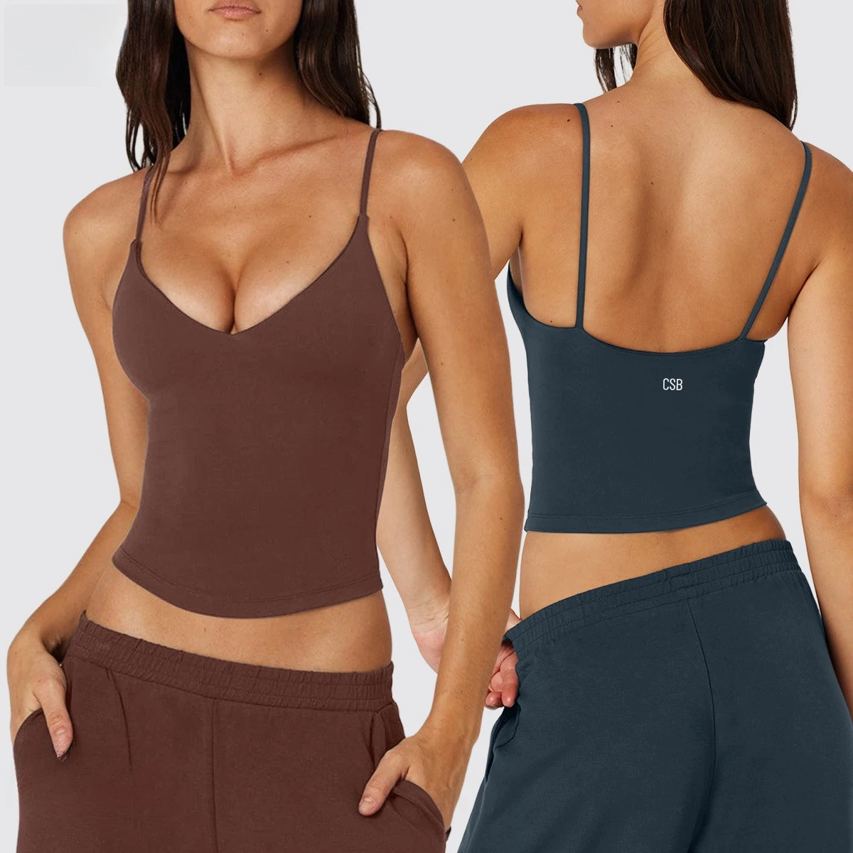CSB Padded V Neck Thin Strap Crop Cami, Women Slim Sleeveless Yoga Tank Top, Stretch Sports Vest For Fitness Running Streetwear
CSB Padded V Neck Thin Strap Crop Cami, Women Slim Sleeveless Yoga Tank Top, Stretch Sports Vest For Fitness Running Streetwear