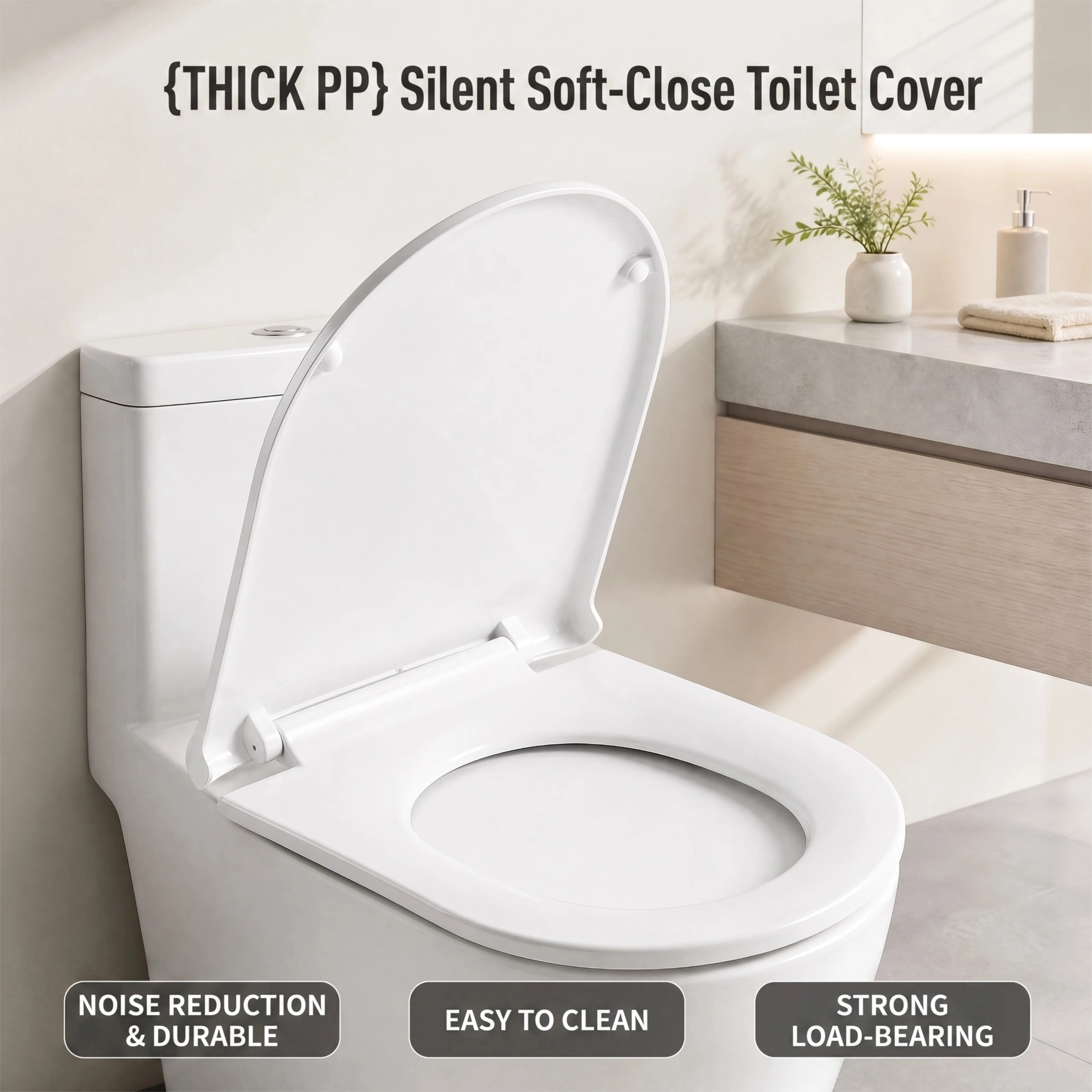 U-Shape Toilet Seat Lid Slow Close Anti-Bacterial Easy to Clean Removable Soft PP Material Strong Pressure Toilet Seat Covers
U-Shape Toilet Seat Lid Slow Close Anti-Bacterial Easy to Clean Removable Soft PP Material Strong Pressure Toilet Seat Covers