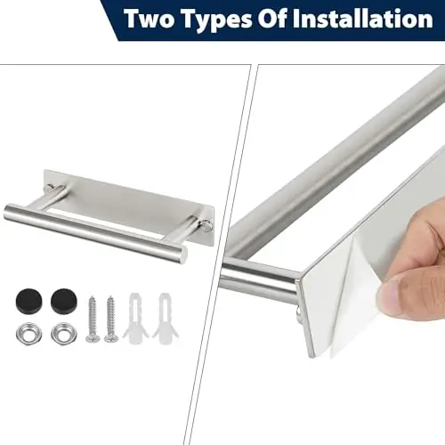 8 Inch SUS304 Stainless Steel Towel Bar With Dual Mounting Options: Adhesive Or Screw Installation For Bathroom Wall
8 Inch SUS304 Stainless Steel Towel Bar With Dual Mounting Options: Adhesive Or Screw Installation For Bathroom Wall