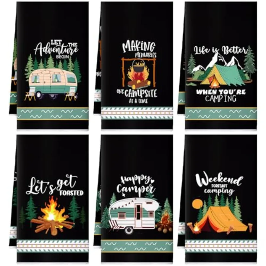 6 Pcs Camping Kitchen Towels Black Absorbent Dish Towels Bonfire Tent Car Tea Towels 24 x 16 Inches with Funny Sayings Novelty
6 Pcs Camping Kitchen Towels Black Absorbent Dish Towels Bonfire Tent Car Tea Towels 24 x 16 Inches with Funny Sayings Novelty
