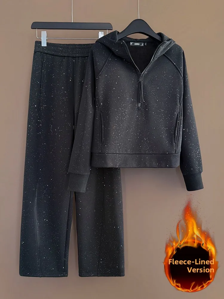 Fashionable Hoodie And High Waist Wide Leg Pants Women's Set Spring 2026 Warmth Adding Fleece Two Piece Casual Sportswear
Fashionable Hoodie And High Waist Wide Leg Pants Women's Set Spring 2026 Warmth Adding Fleece Two Piece Casual Sportswear