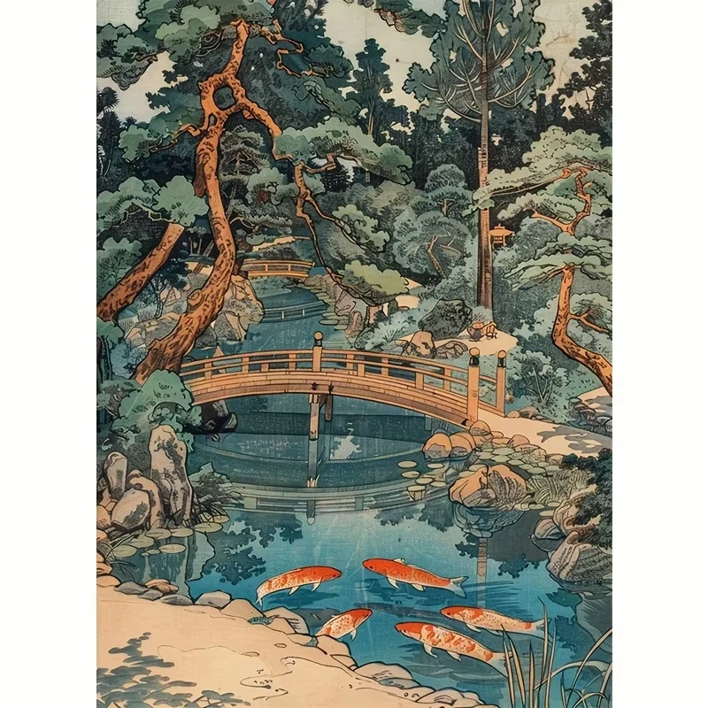 DIY Japanese Garden Wooden Bridge Koi Pond Pine Tree Jigsaw Puzzle, Traditional Oriental Creek Scenery Wall Decor Gift
DIY Japanese Garden Wooden Bridge Koi Pond Pine Tree Jigsaw Puzzle, Traditional Oriental Creek Scenery Wall Decor Gift