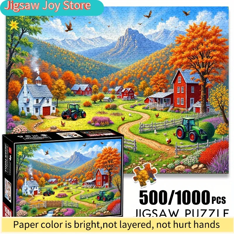 Пазл с пейзажем сельской местности (500/1000 элементов) - Осенний фермерский дом и горный пейзаж, большой бумажный пазл для взрослых, интерактивная игрушка
Пазл с пейзажем сельской местности (500/1000 элементов) - Осенний фермерский дом и горный пейзаж, большой бумажный пазл для взрослых, интерактивная игрушка