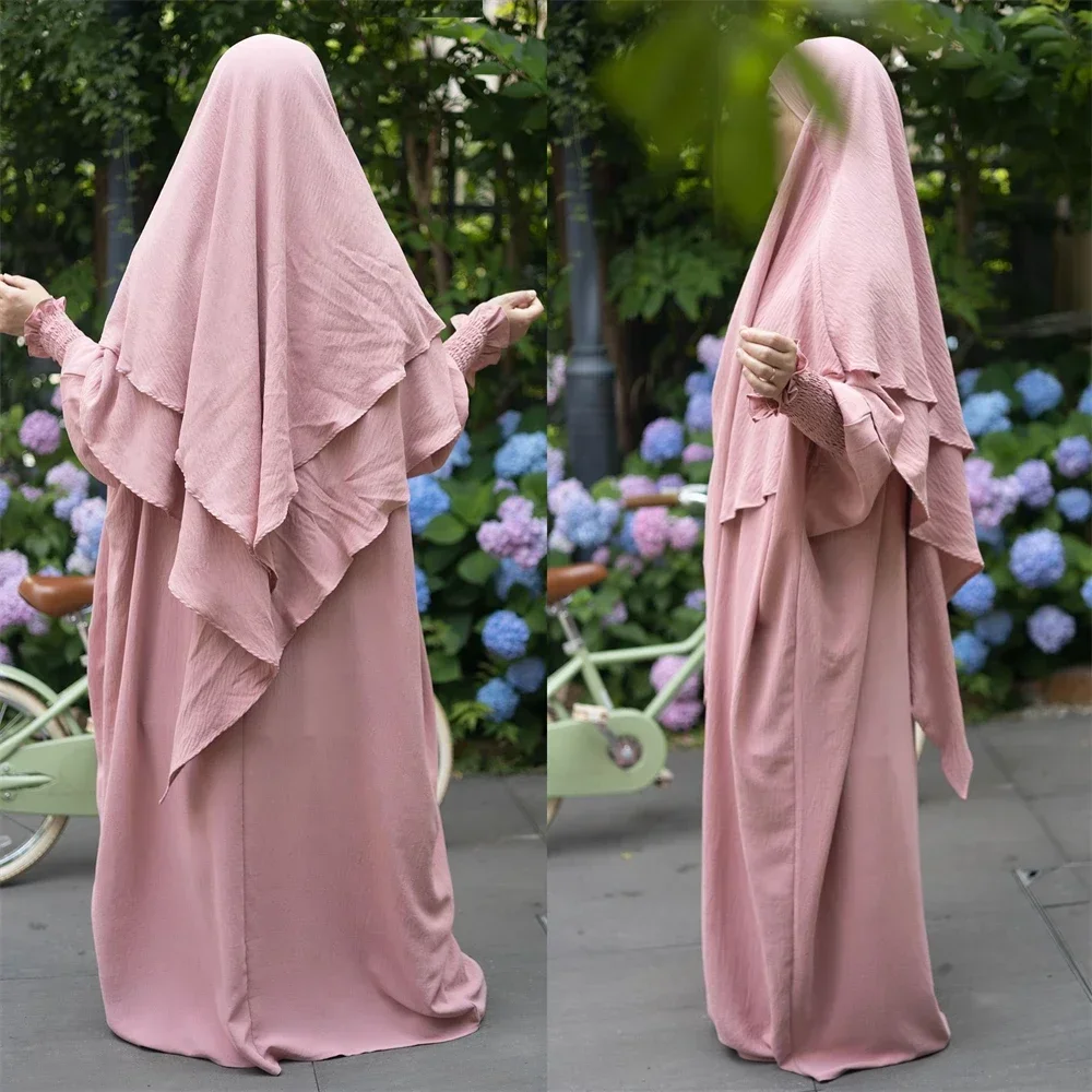 Eid Hooded Abaya Muslim Women Long Khimar 2 Layer Hijab Dress Set 2 Piece Prayer Garment Turkey Arabic Gowns Robe Burqa Ramadan
Eid Hooded Abaya Muslim Women Long Khimar 2 Layer Hijab Dress Set 2 Piece Prayer Garment Turkey Arabic Gowns Robe Burqa Ramadan