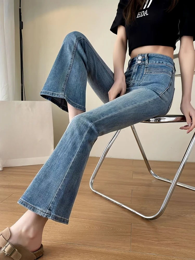 Stretch Women's Double Button Slight Flare Jeans High Waist Slim Fit Cropped for Petite Slimming Spring Autumn New
Stretch Women's Double Button Slight Flare Jeans High Waist Slim Fit Cropped for Petite Slimming Spring Autumn New