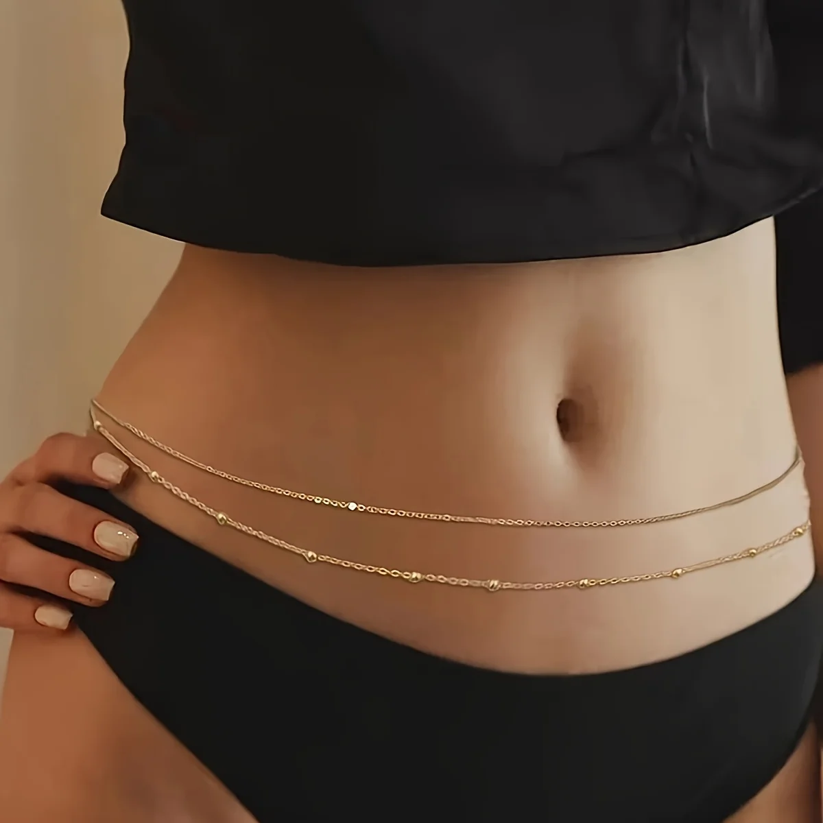 Модная сексуальная цепочка с шариками и двойной талией, простая металлическая женская цепочка на талию для живота, пляжное бикини, цепочка для тела, ювелирные изделия
Модная сексуальная цепочка с шариками и двойной талией, простая металлическая женская цепочка на талию для живота, пляжное бикини, цепочка для тела, ювелирные изделия