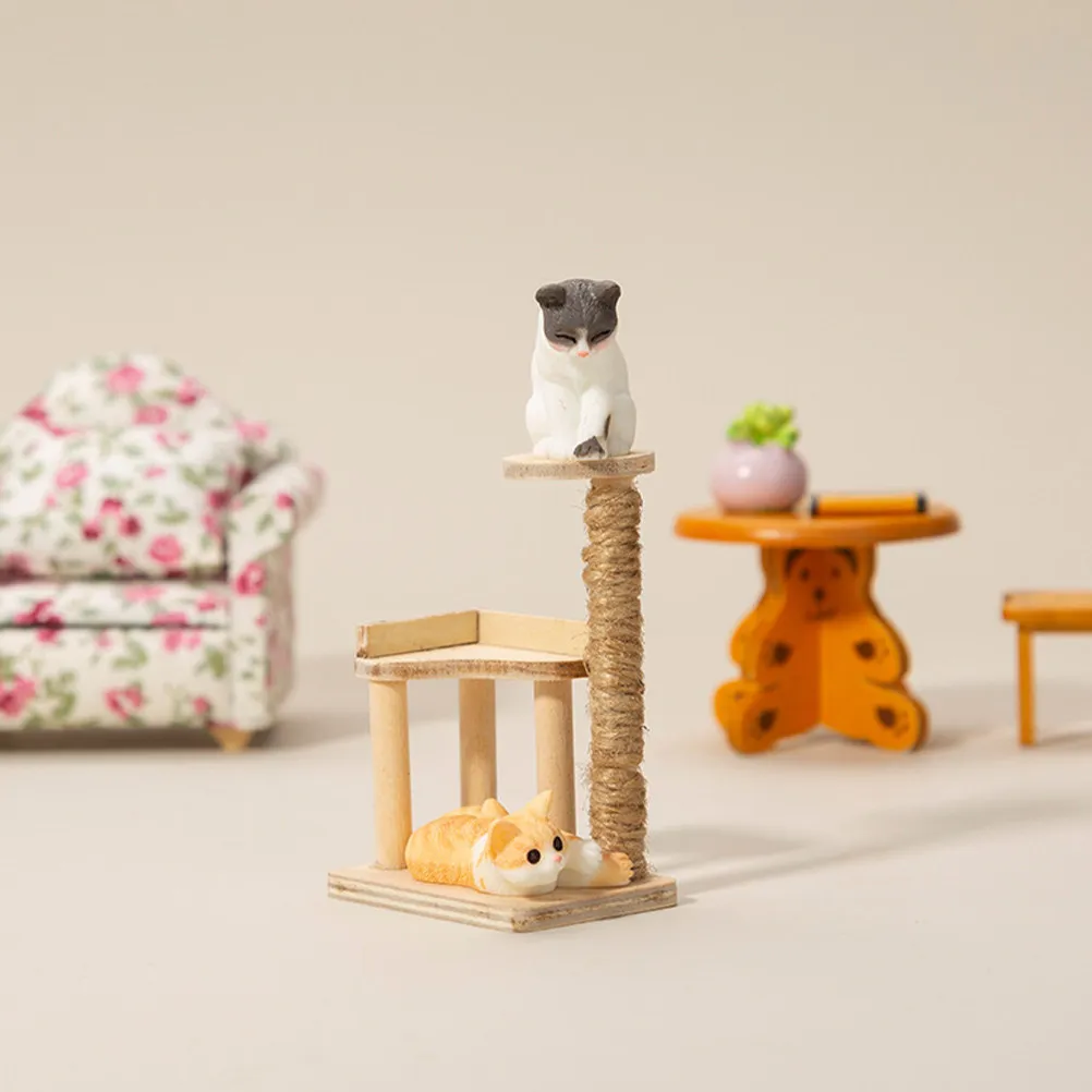 Miniature Wood Cat Tree Decorative Creative Realistic Lifelike Smooth Mini House Accessory Photography Prop Miniature Cat
Miniature Wood Cat Tree Decorative Creative Realistic Lifelike Smooth Mini House Accessory Photography Prop Miniature Cat