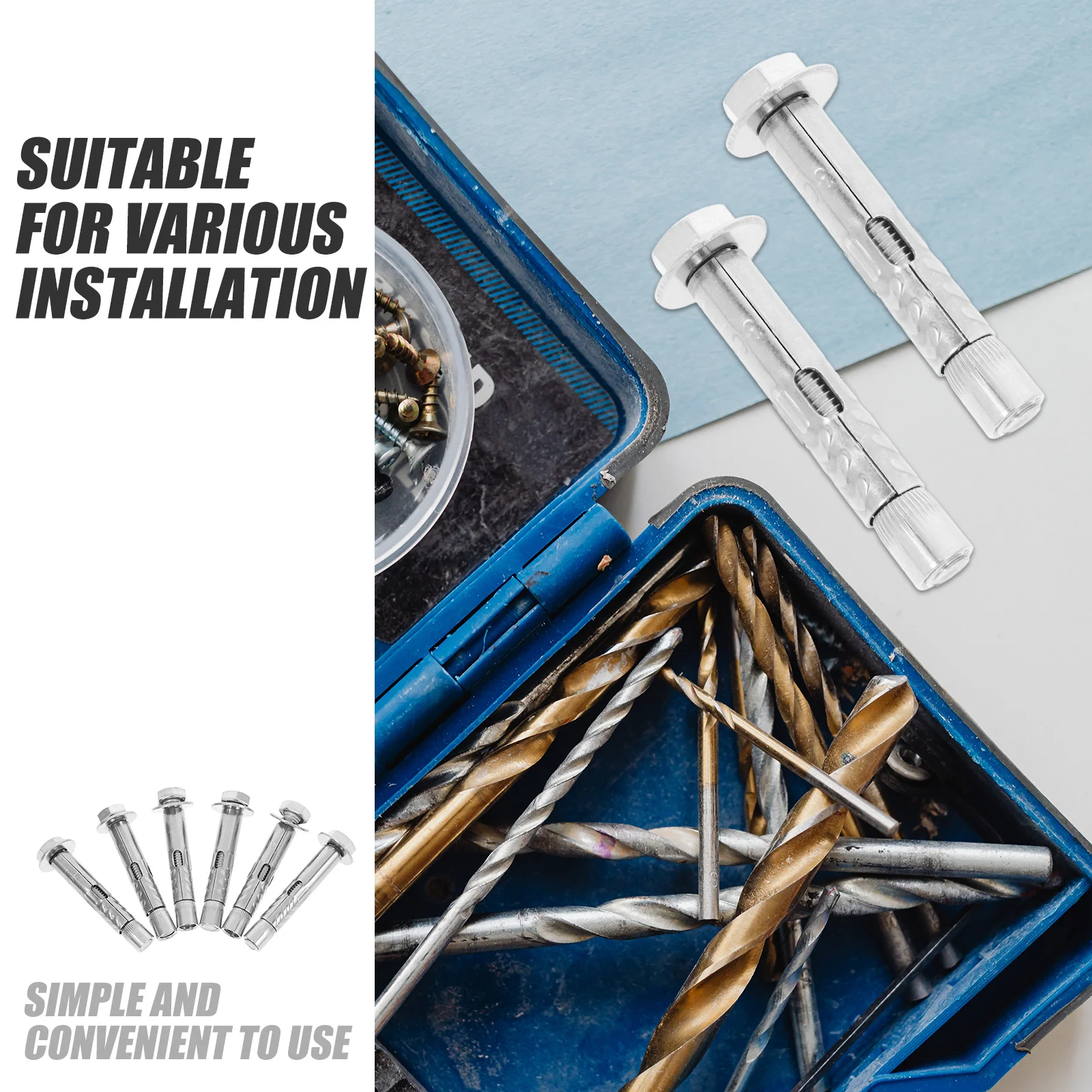 6Pcs Heavy Duty Expansion Screw Anchors M8x60 Sturdy External Nuts for Secure Fixing Outdoor Indoor Installation
6Pcs Heavy Duty Expansion Screw Anchors M8x60 Sturdy External Nuts for Secure Fixing Outdoor Indoor Installation