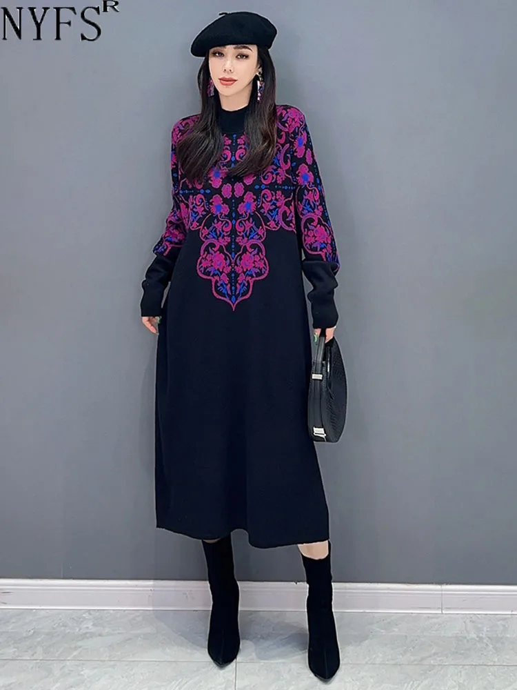 NYFS 2023 Winter New Korean Sweater Dress Vestidos Robe Elbise Loose Plus Size Long Sleeve Half High Collar Knit Women Dresses
NYFS 2023 Winter New Korean Sweater Dress Vestidos Robe Elbise Loose Plus Size Long Sleeve Half High Collar Knit Women Dresses