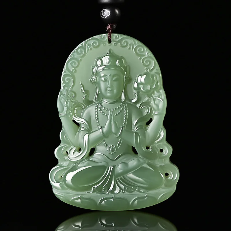 Hetian Pendant Men's Four-Armed Guanyin Necklace Seed Hollow Jade Buddha Statue
Hetian Pendant Men's Four-Armed Guanyin Necklace Seed Hollow Jade Buddha Statue