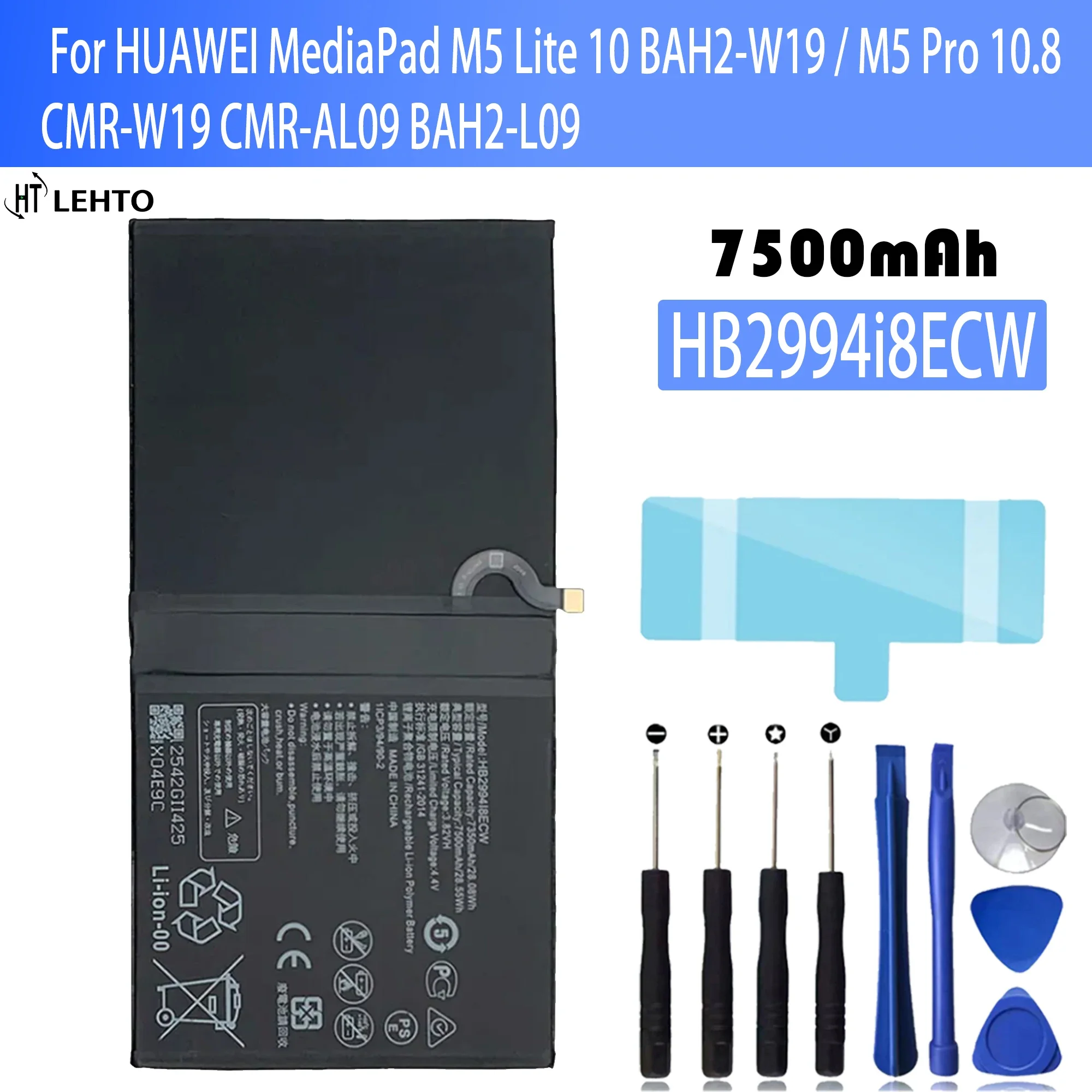 NEW Orginal HB2994i8ECW Battery For HUAWEI MediaPad M5 Lite 10 BAH2-W19 / M5 Pro 10.8 CMR-W19 CMR-AL09 BAH2-L09 Batteries
NEW Orginal HB2994i8ECW Battery For HUAWEI MediaPad M5 Lite 10 BAH2-W19 / M5 Pro 10.8 CMR-W19 CMR-AL09 BAH2-L09 Batteries