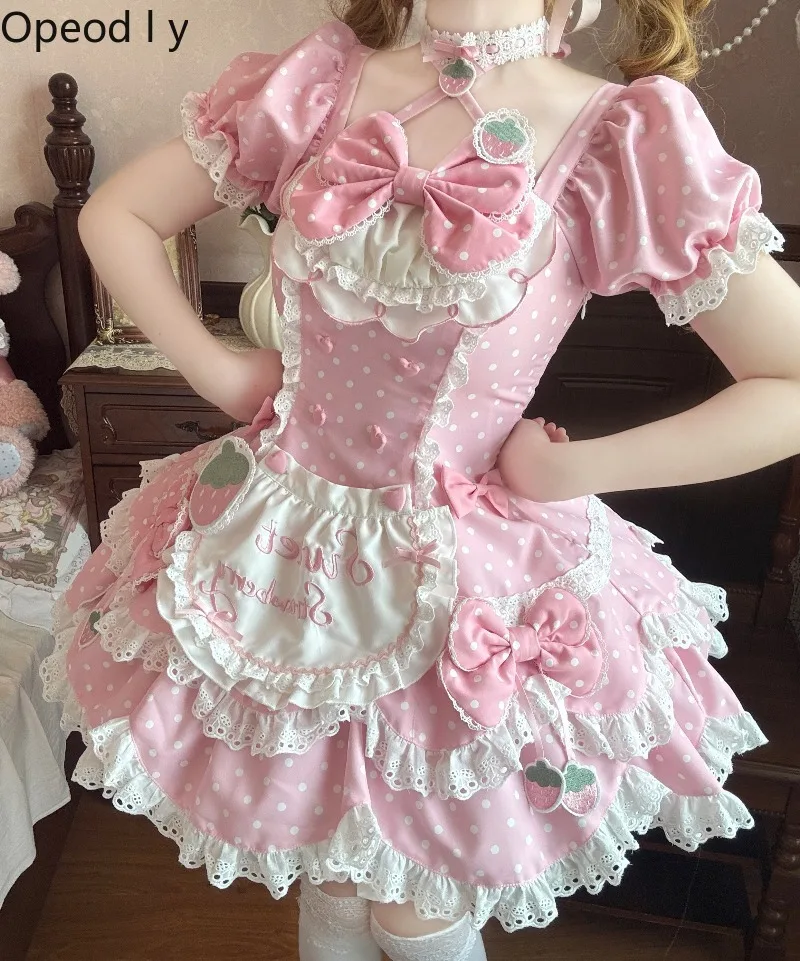 Original Lolita Cute Strawberry Polka Dots OP Jsk Dress 2026 Summer New Sweet Girlish Temperament Party Cos Dresses
Original Lolita Cute Strawberry Polka Dots OP Jsk Dress 2026 Summer New Sweet Girlish Temperament Party Cos Dresses