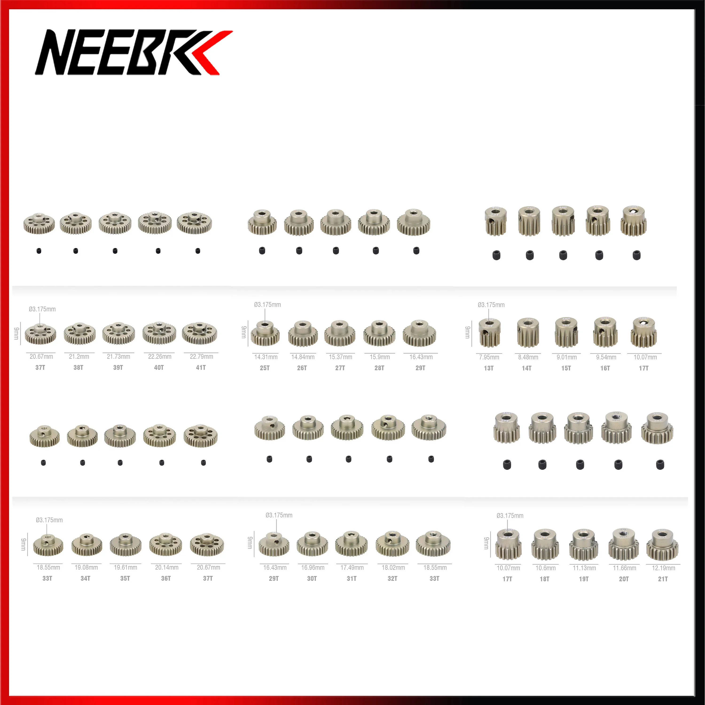 48DP 3.175mm Pinion 13T 15T 17T 18T 19T 20T 21T 23T 30T 13T-48T Aluminum Alloy Motor Gear for 1/10 1/12 1/14 1/16 1/18 RC Car
48DP 3.175mm Pinion 13T 15T 17T 18T 19T 20T 21T 23T 30T 13T-48T Aluminum Alloy Motor Gear for 1/10 1/12 1/14 1/16 1/18 RC Car